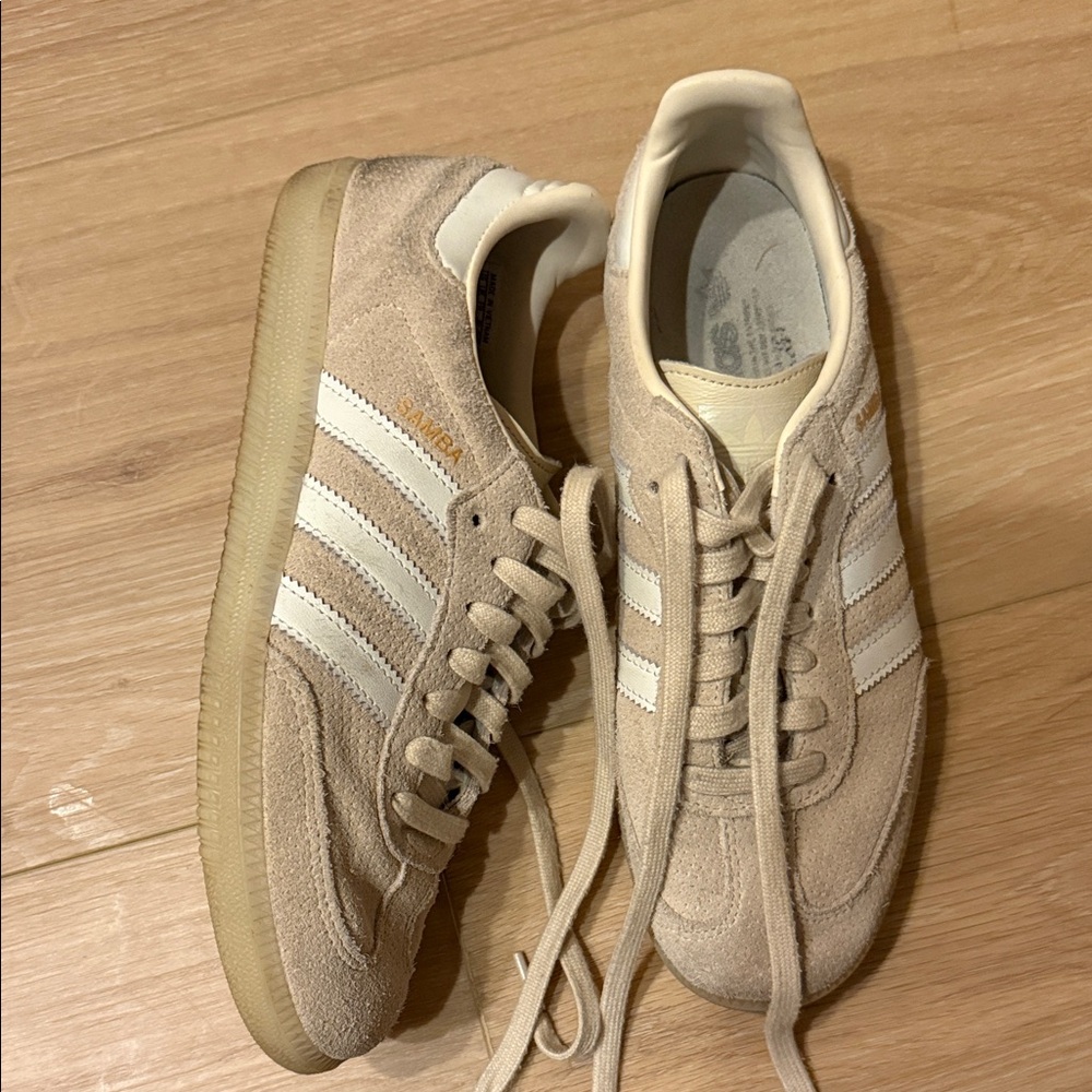 Adidas Sand Suede Trainers with White Stripes